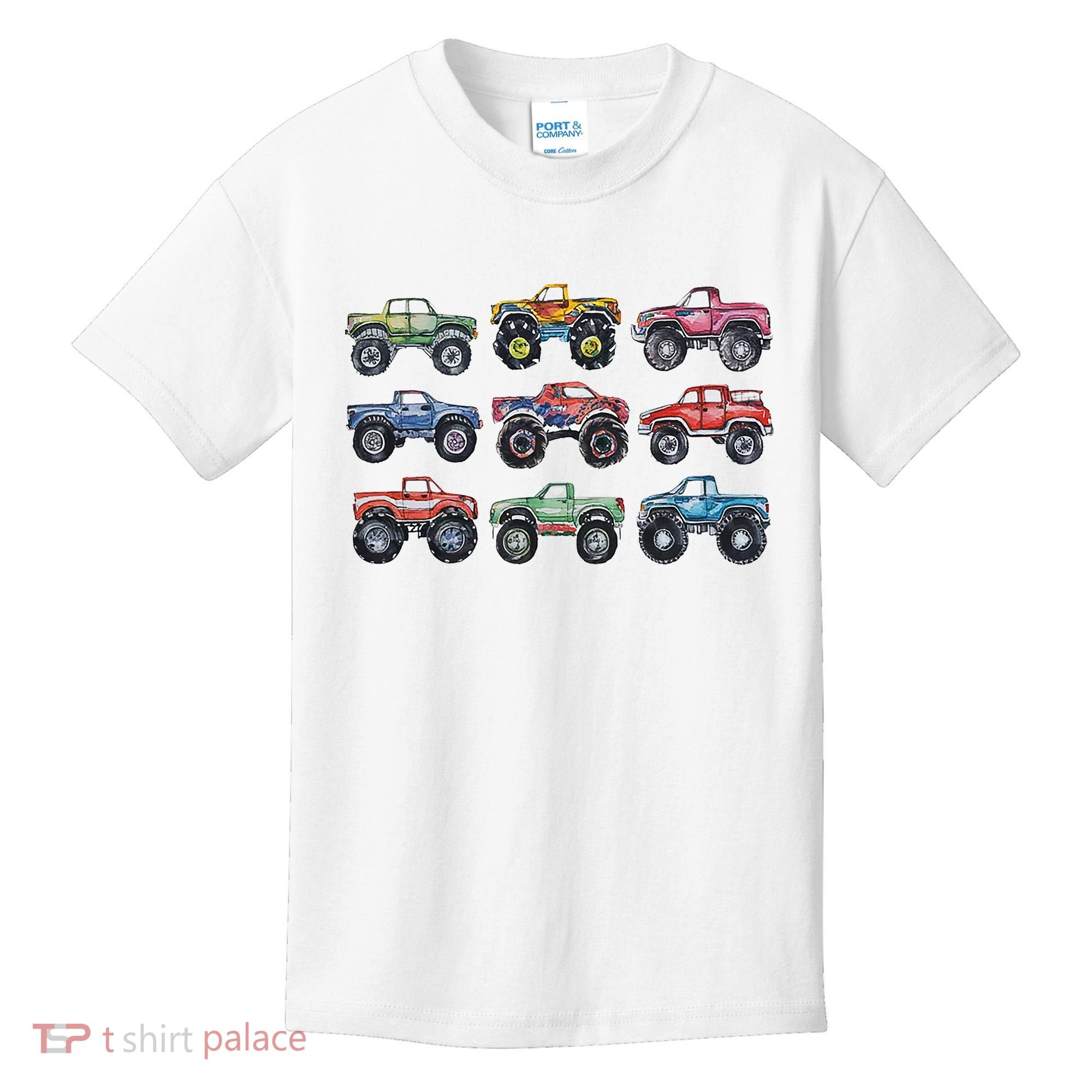Retro Monster Trucks In A Row Kids T-Shirt