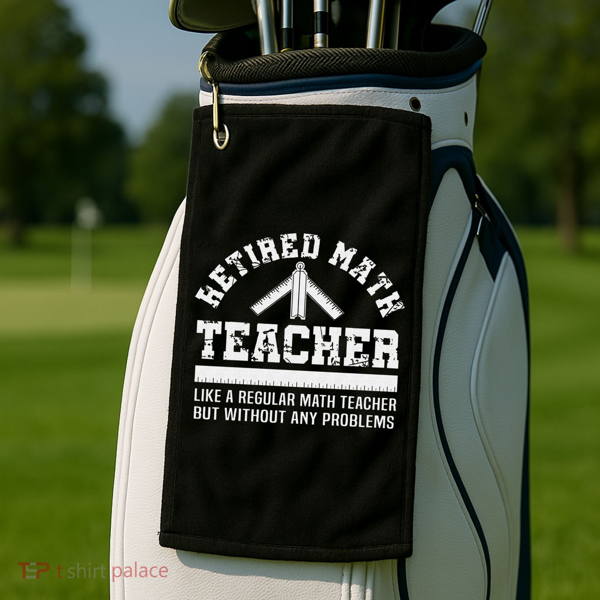 Retired Math Teacher Funny Retirement Gift Problems Golf Towel