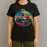 Retro Monster Truck Dinosaur Vintage Sunset Gift For T-Shirt thumb 4