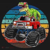 Retro Monster Truck Dinosaur Vintage Sunset Gift For T-Shirt thumb 7
