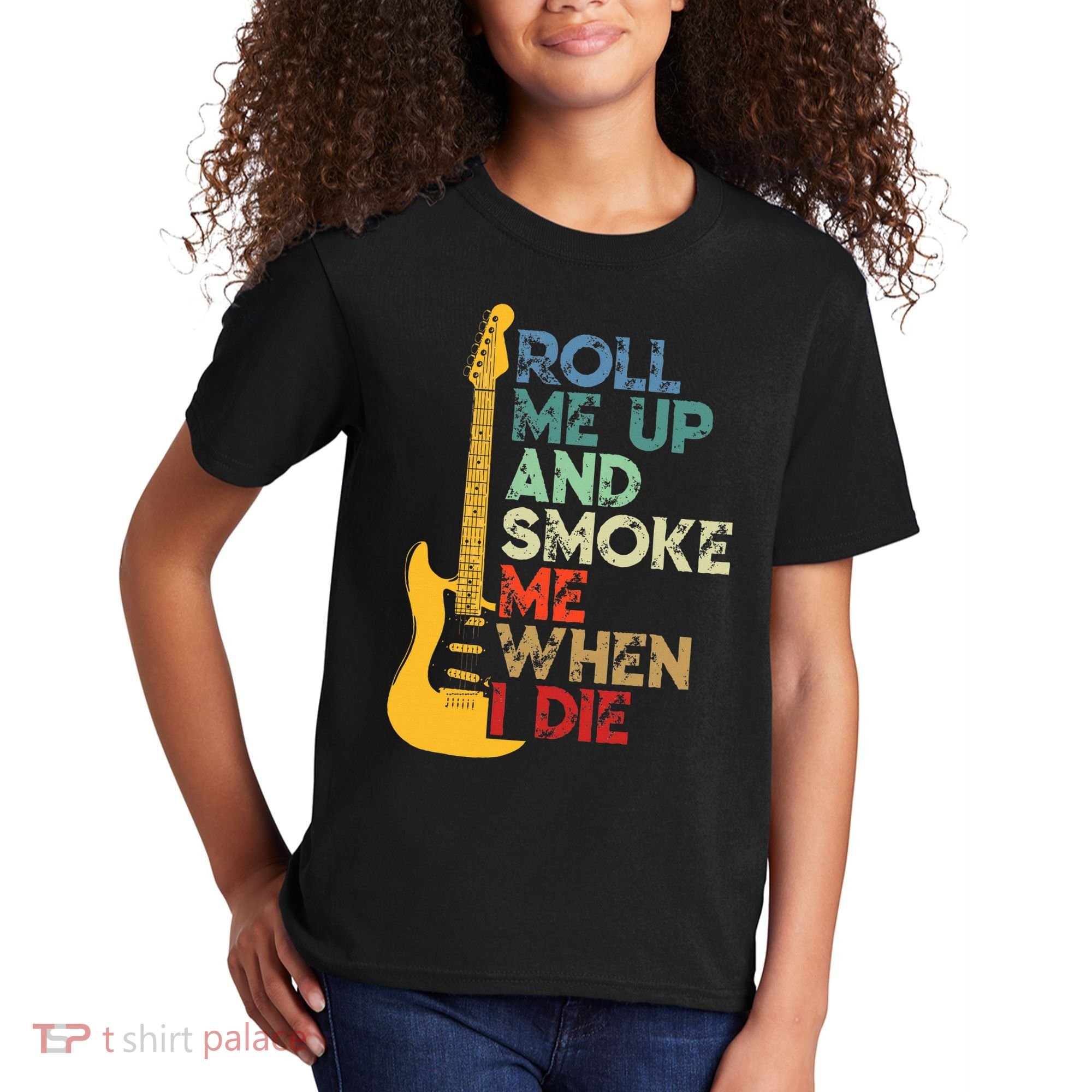 Roll Me Up And Smoke Me When I Die Guitar Kids T-Shirt