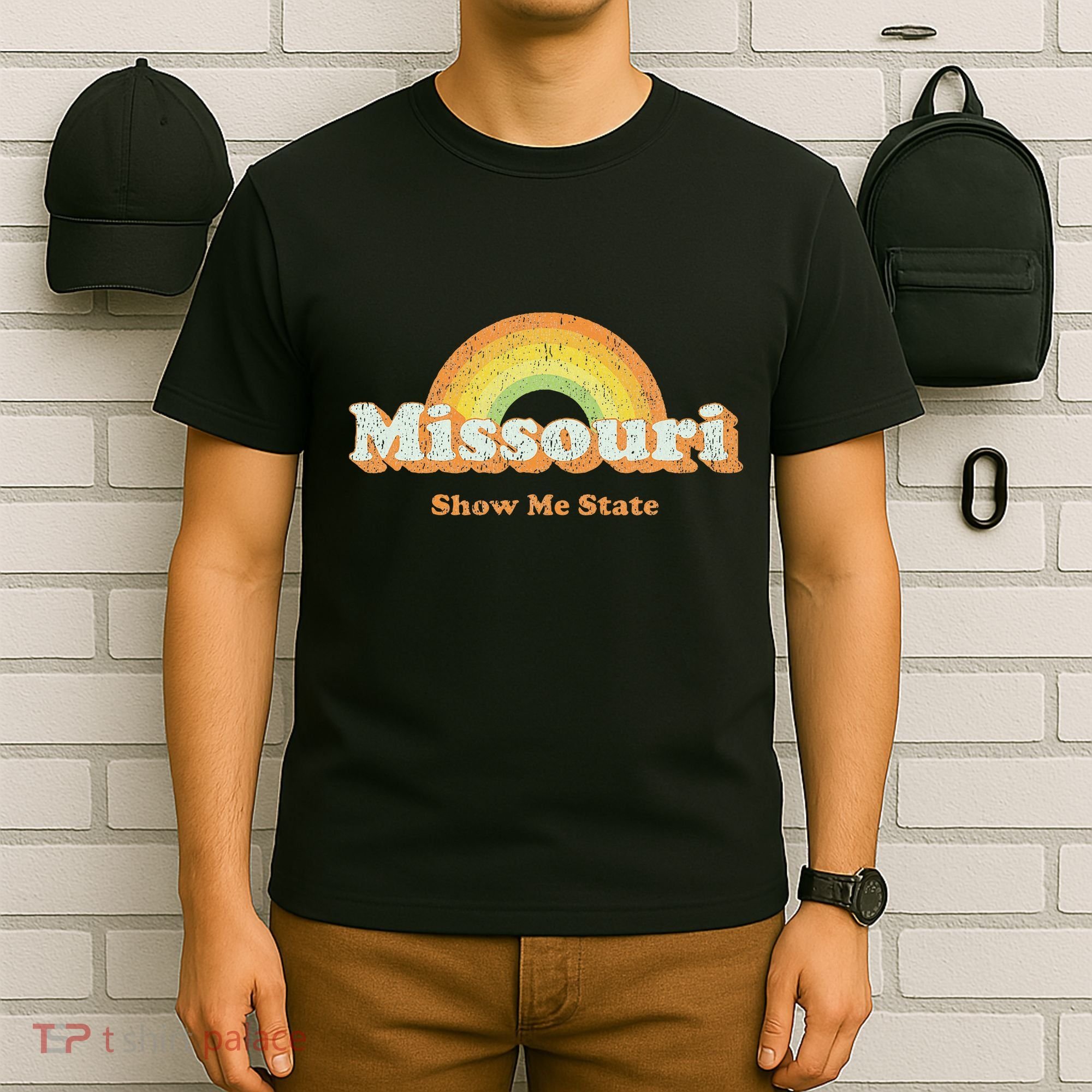 Retro Missouri Vintage 70s Rainbow T-Shirt