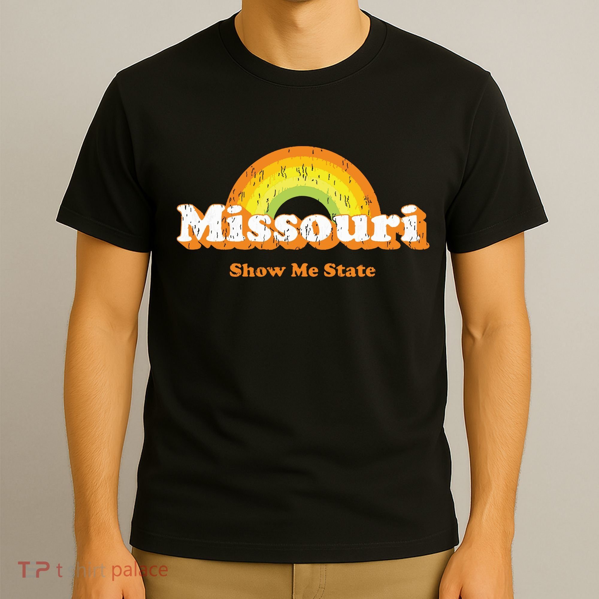 Retro Missouri Vintage 70s Rainbow T-Shirt