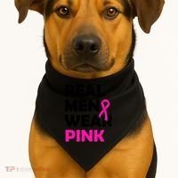 Real M.e.n Wear Pink Breast Cancer Awareness USA-Made Doggie Bandana thumb 1