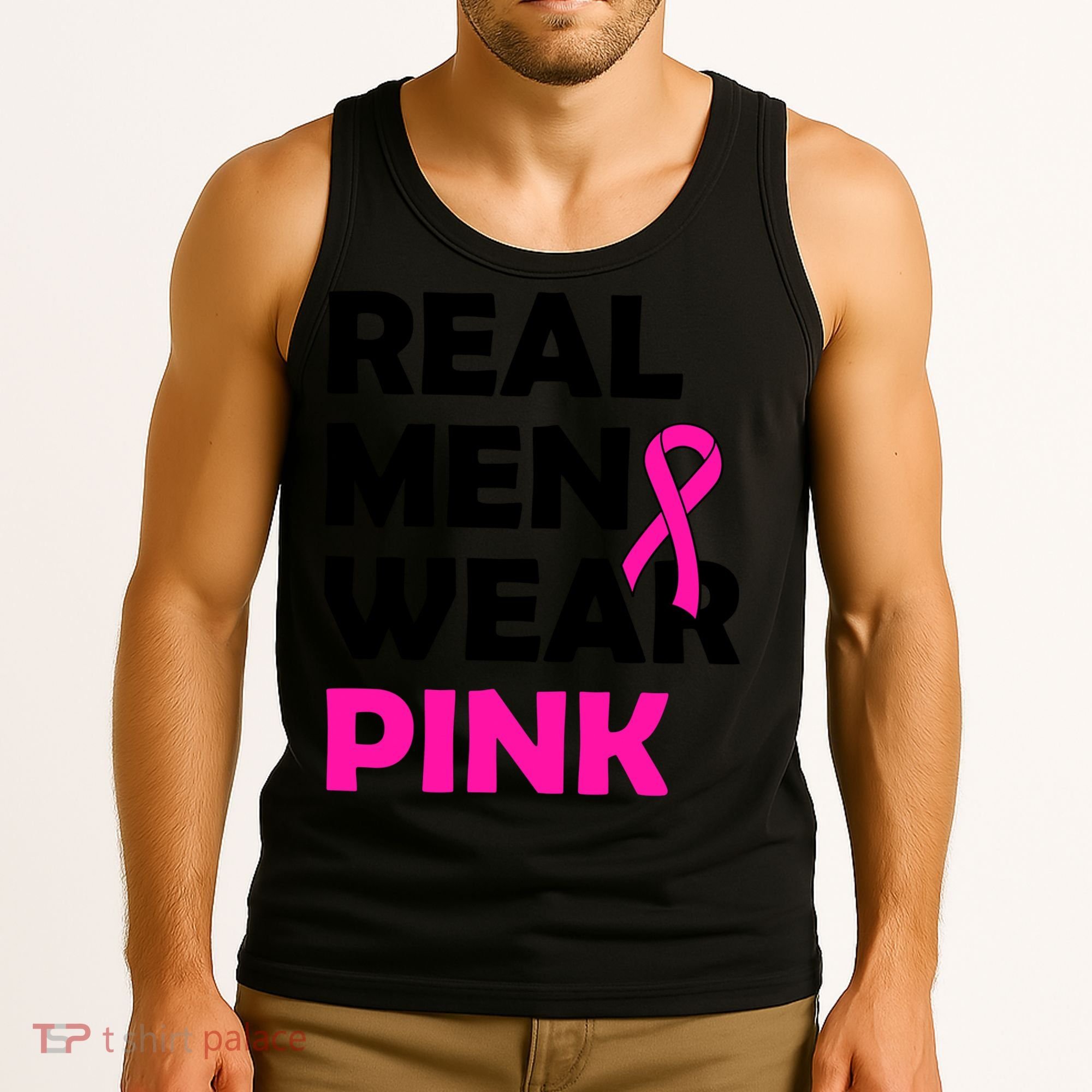 Real M.e.n Wear Pink Breast Cancer Awareness Tank Top