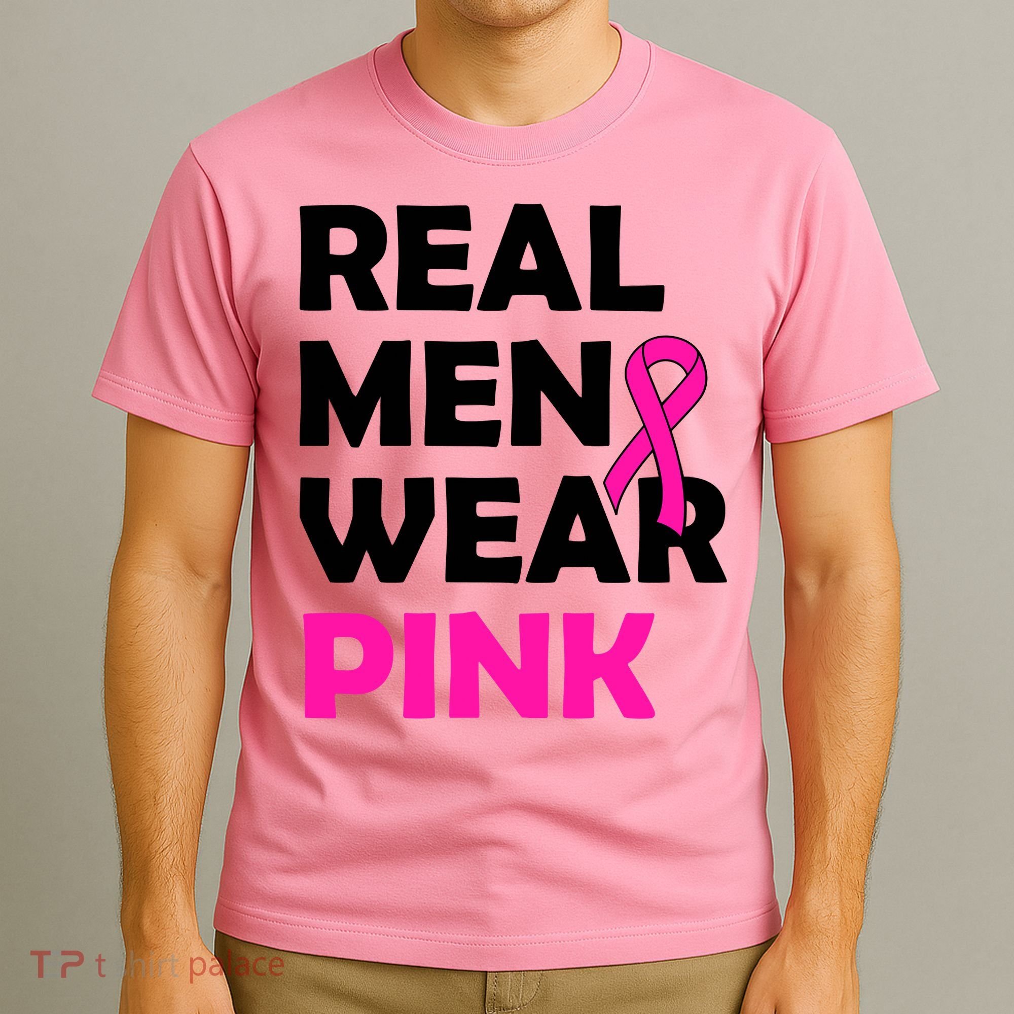 Real M.e.n Wear Pink Breast Cancer Awareness T-Shirt
