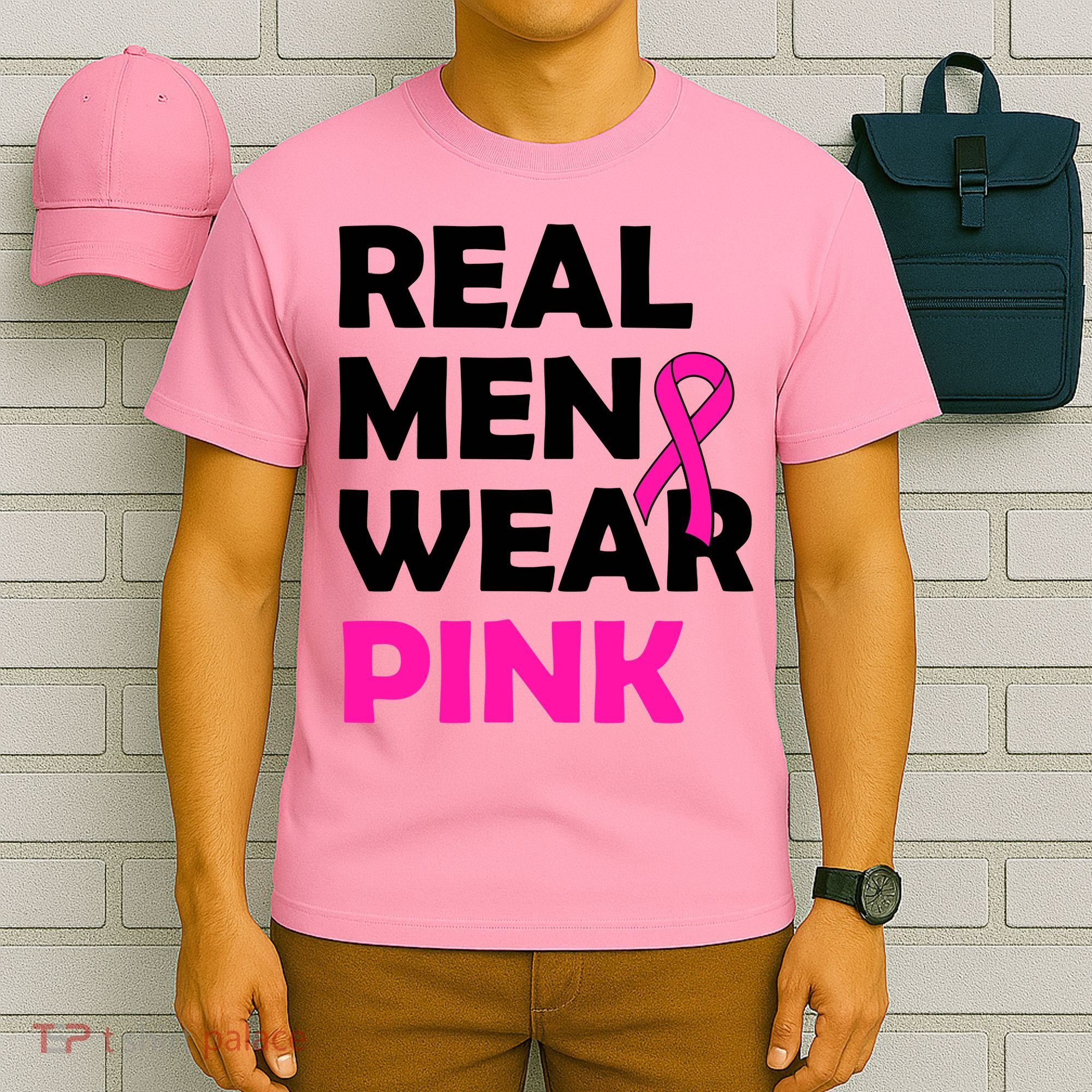Real M.e.n Wear Pink Breast Cancer Awareness T-Shirt