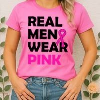 Real M.e.n Wear Pink Breast Cancer Awareness Women's T-Shirt thumb 2