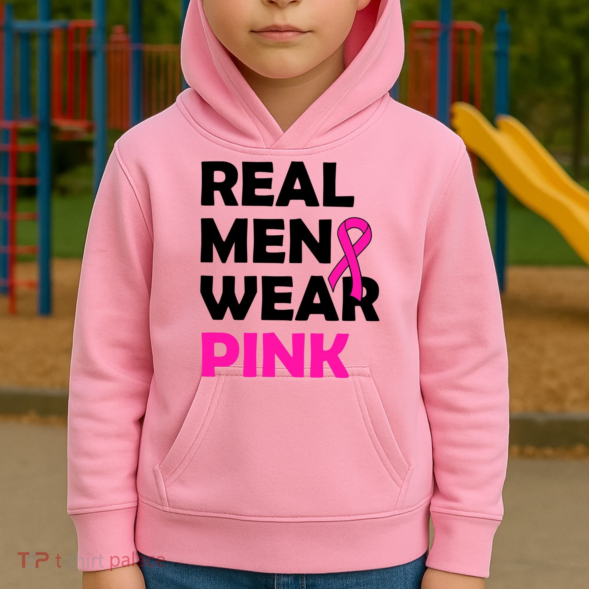 Real M.e.n Wear Pink Breast Cancer Awareness Kids Hoodie