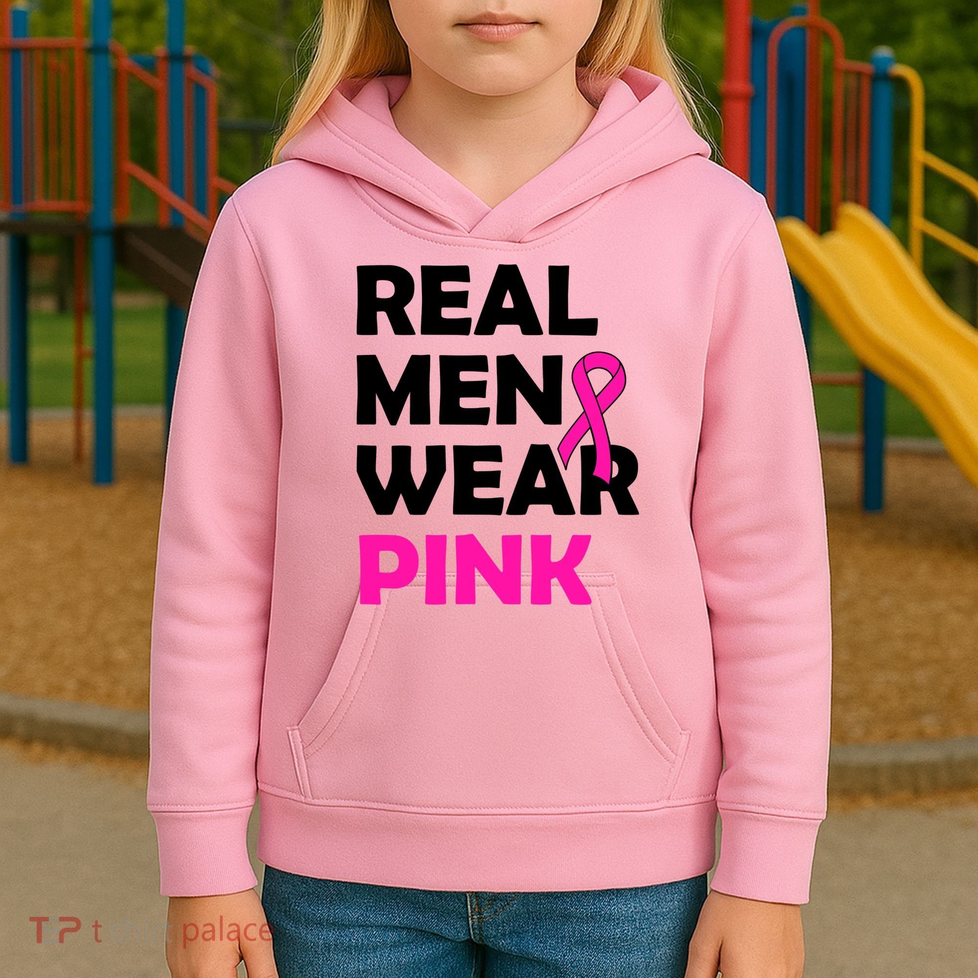 Real M.e.n Wear Pink Breast Cancer Awareness Kids Hoodie