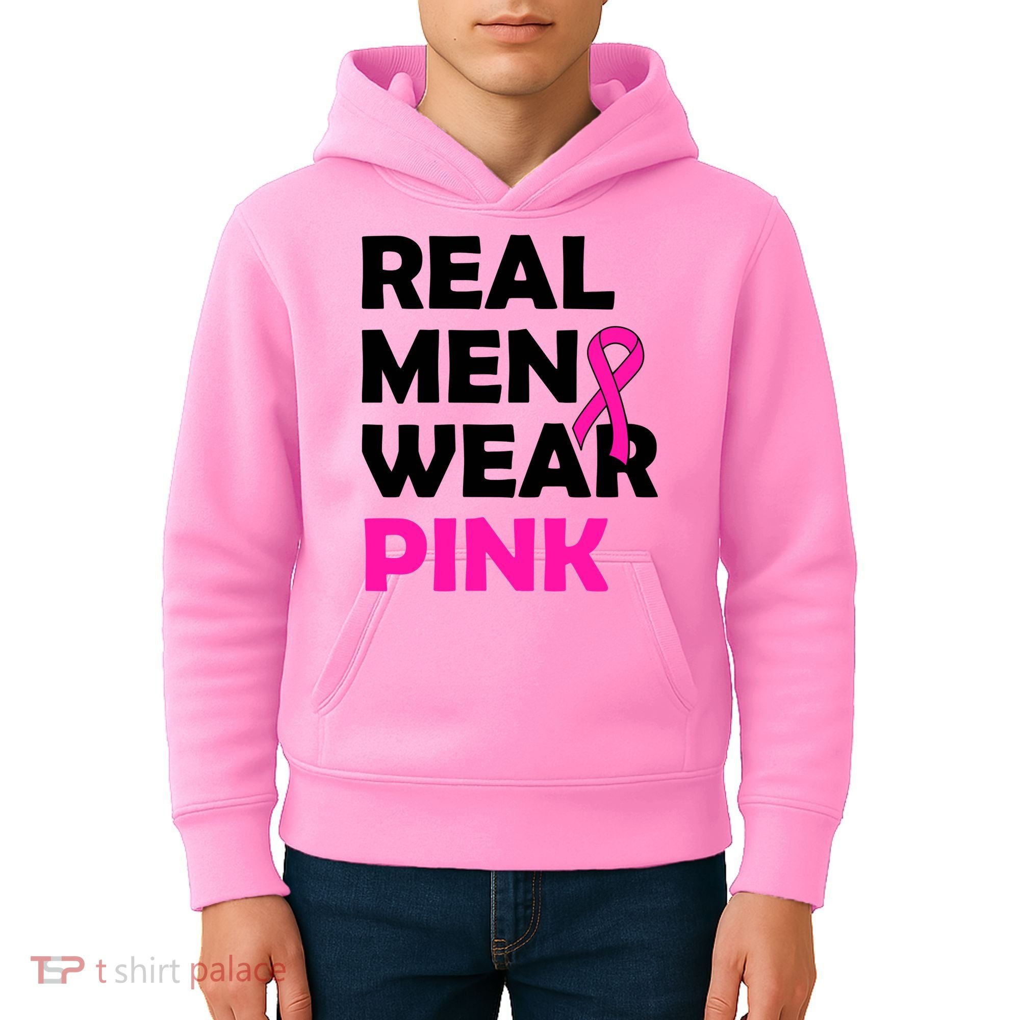 Real M.e.n Wear Pink Breast Cancer Awareness Kids Hoodie
