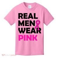 Real M.e.n Wear Pink Breast Cancer Awareness Kids T-Shirt thumb 0