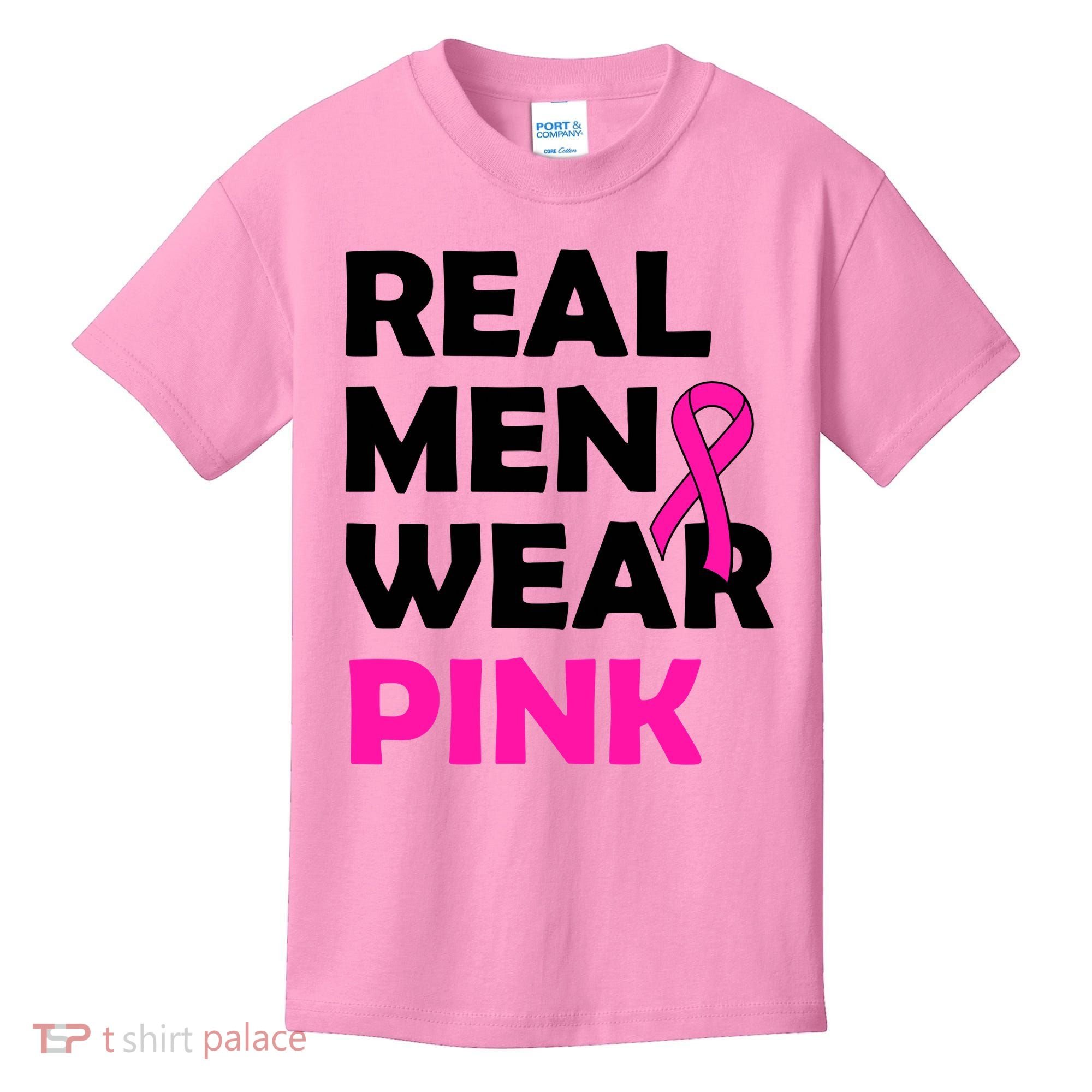 Real M.e.n Wear Pink Breast Cancer Awareness Kids T-Shirt