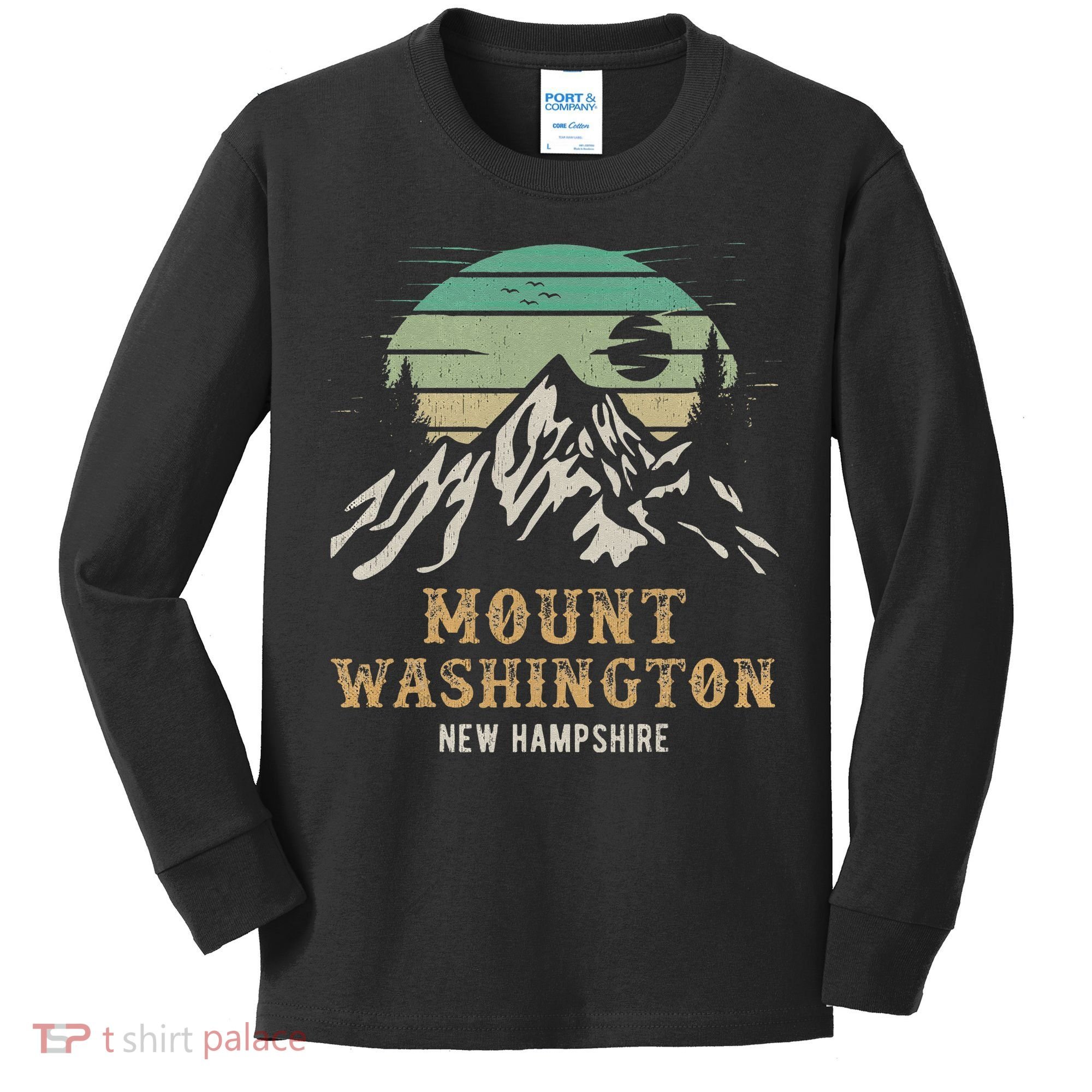Retro Mount Washington NH Merchandise Hiking Mt Washington Kids Long Sleeve Shirt