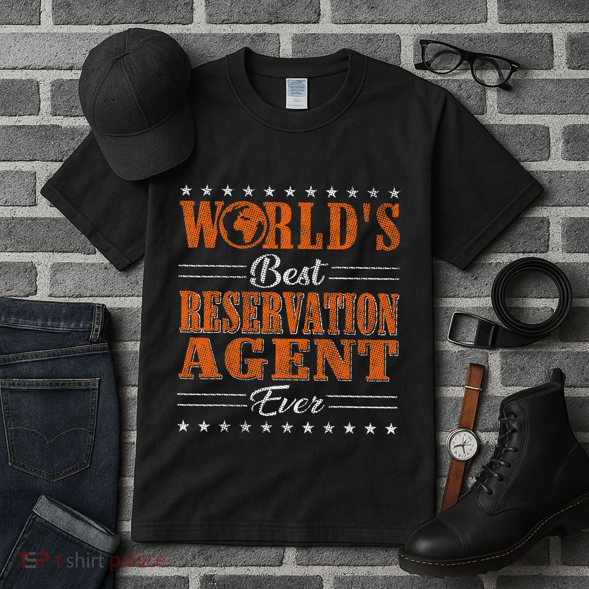 Retro Motif Worlds Best Reservation Agent Tall T-Shirt