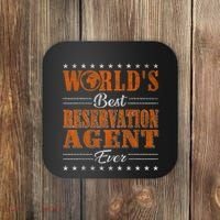 Retro Motif Worlds Best Reservation Agent Coaster thumb 0