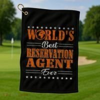 Retro Motif Worlds Best Reservation Agent Golf Towel thumb 1