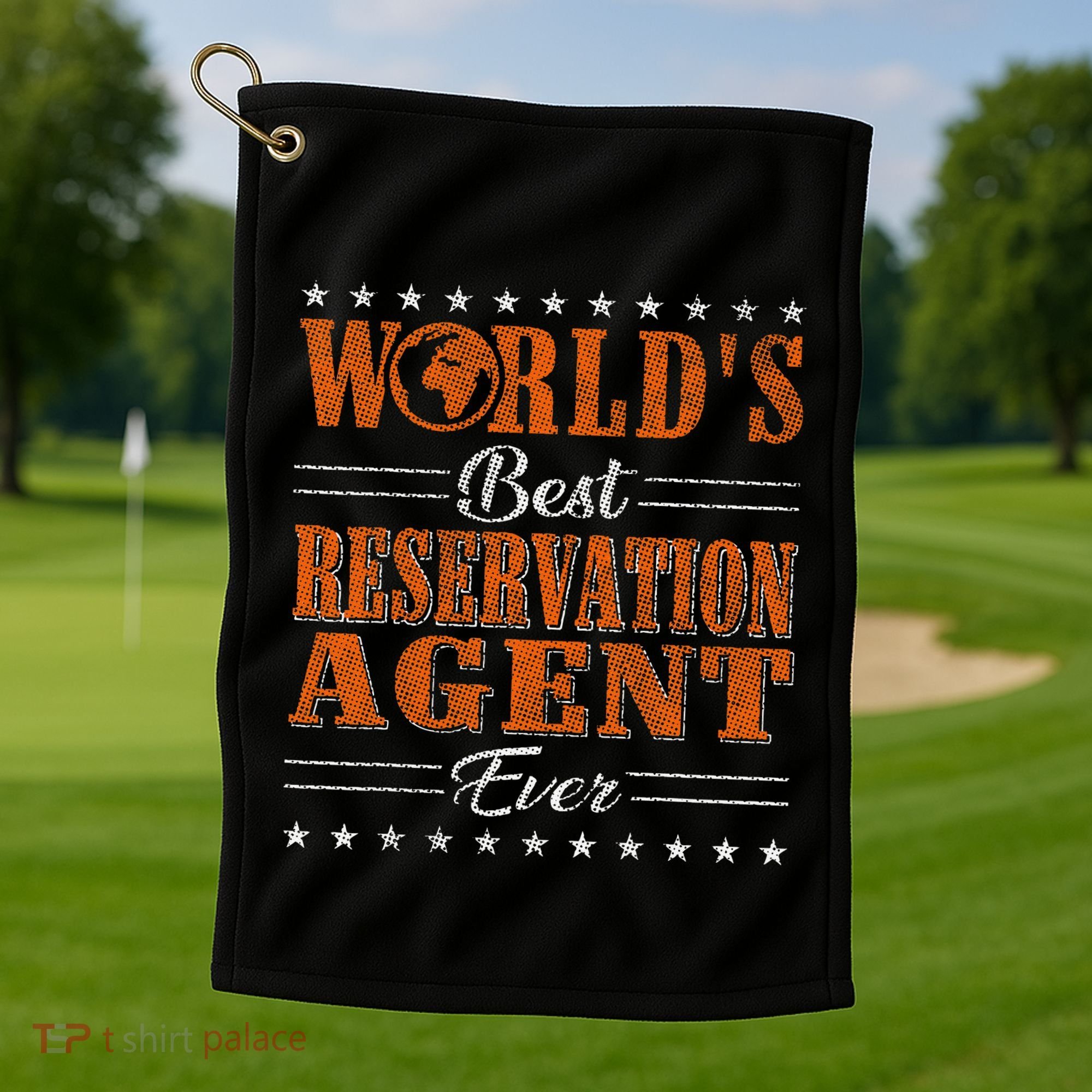 Retro Motif Worlds Best Reservation Agent Golf Towel