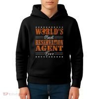 Retro Motif Worlds Best Reservation Agent Kids Hoodie thumb 4