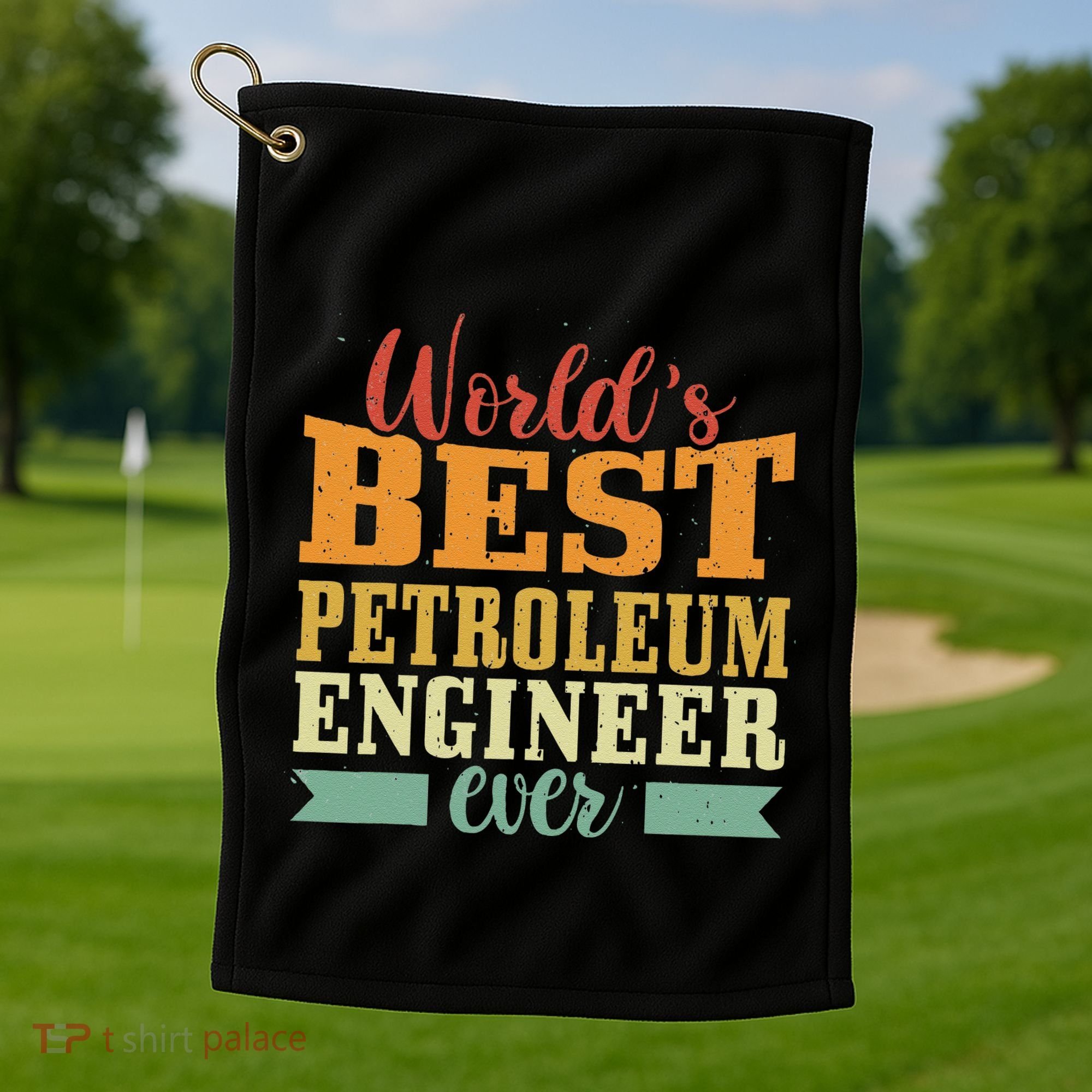 Retro Motif Worlds Best Petroleum Engineer Golf Towel