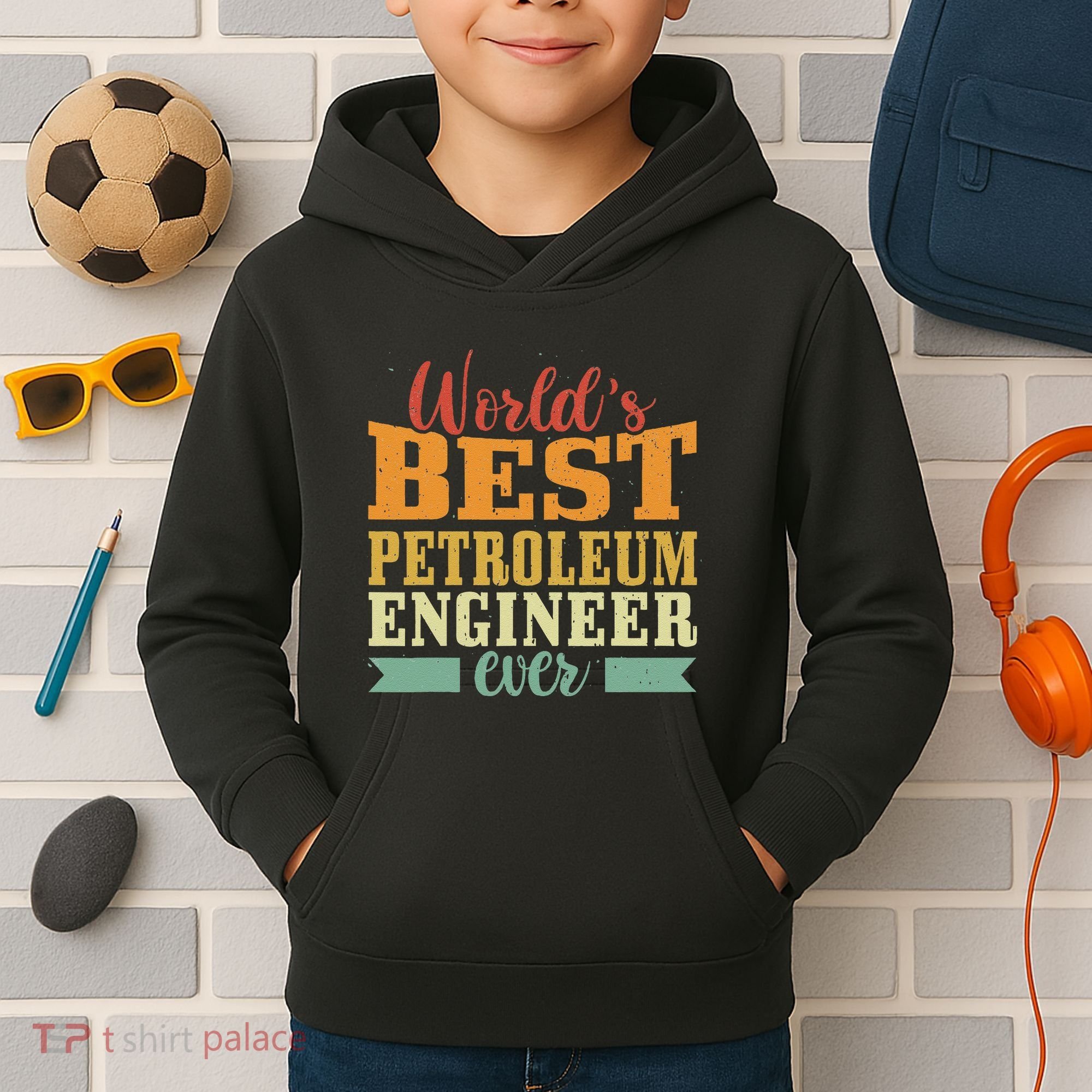 Retro Motif Worlds Best Petroleum Engineer Kids Hoodie