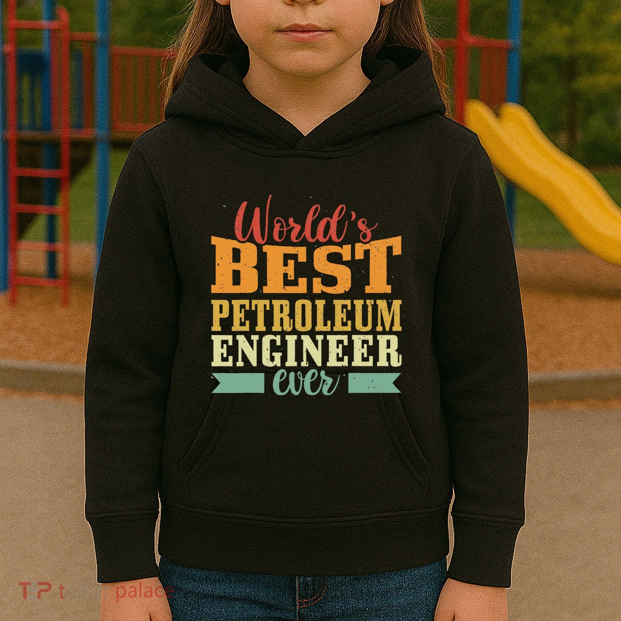 Retro Motif Worlds Best Petroleum Engineer Kids Hoodie
