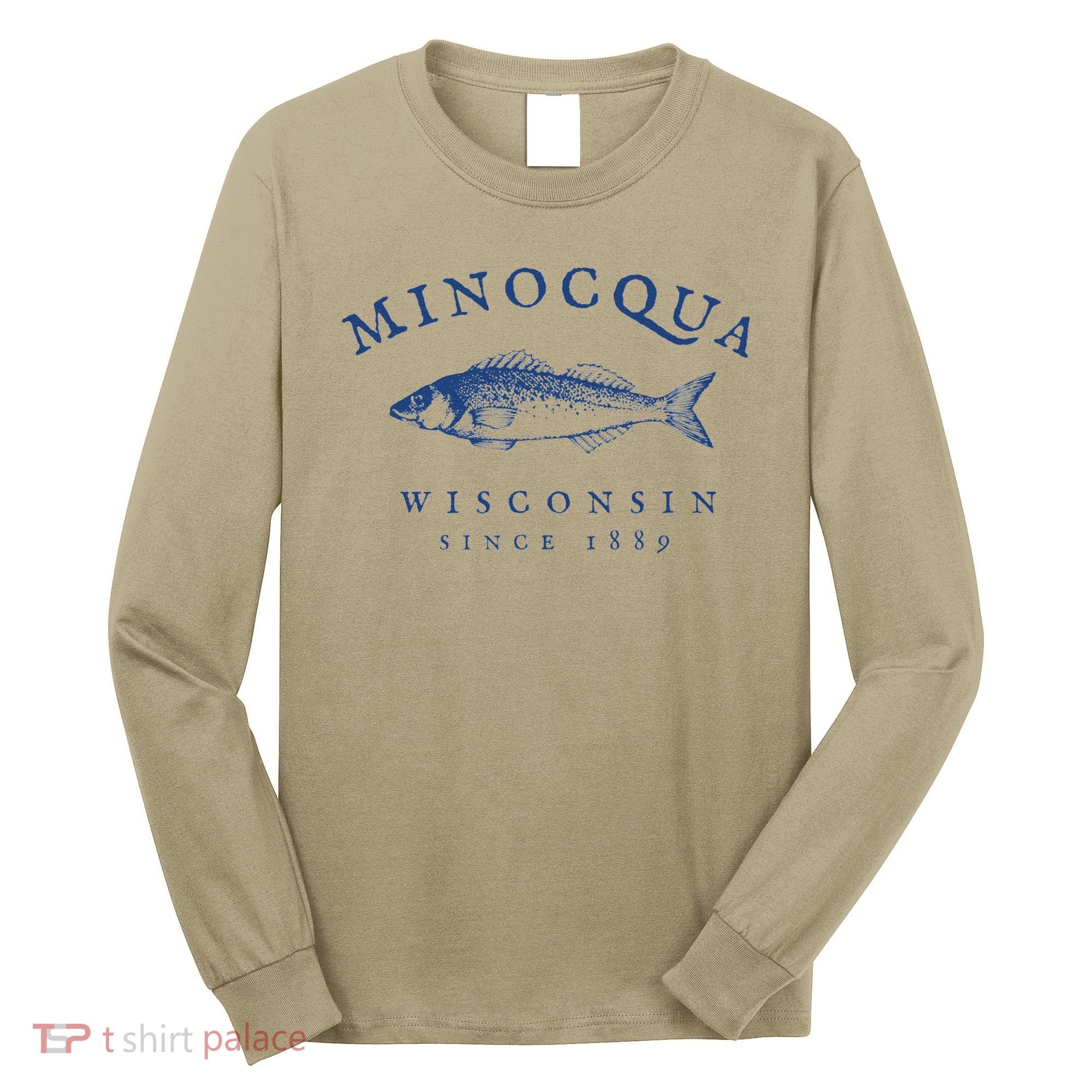 Retro Minocqua Wisconsin Fishing Long Sleeve Shirt
