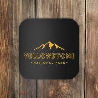 Retro Mountain Yellowstone National Park Hiking Souvenir Coaster thumb 0