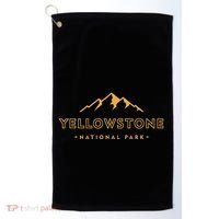 Retro Mountain Yellowstone National Park Hiking Souvenir Golf Towel thumb 0