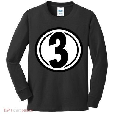 Racing Number 3 Kids Long Sleeve Shirt