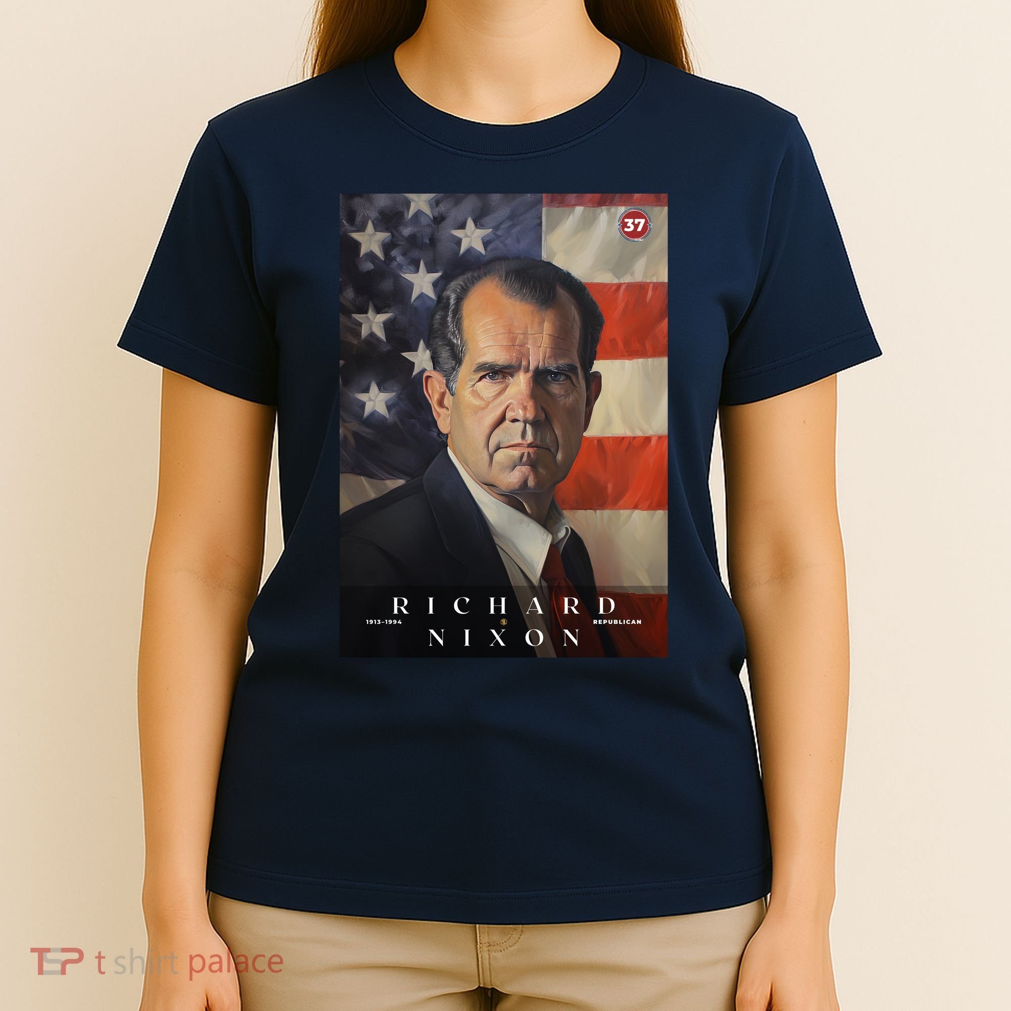 Richard Nixon 37th President Of The United States Portrait T-Shirt