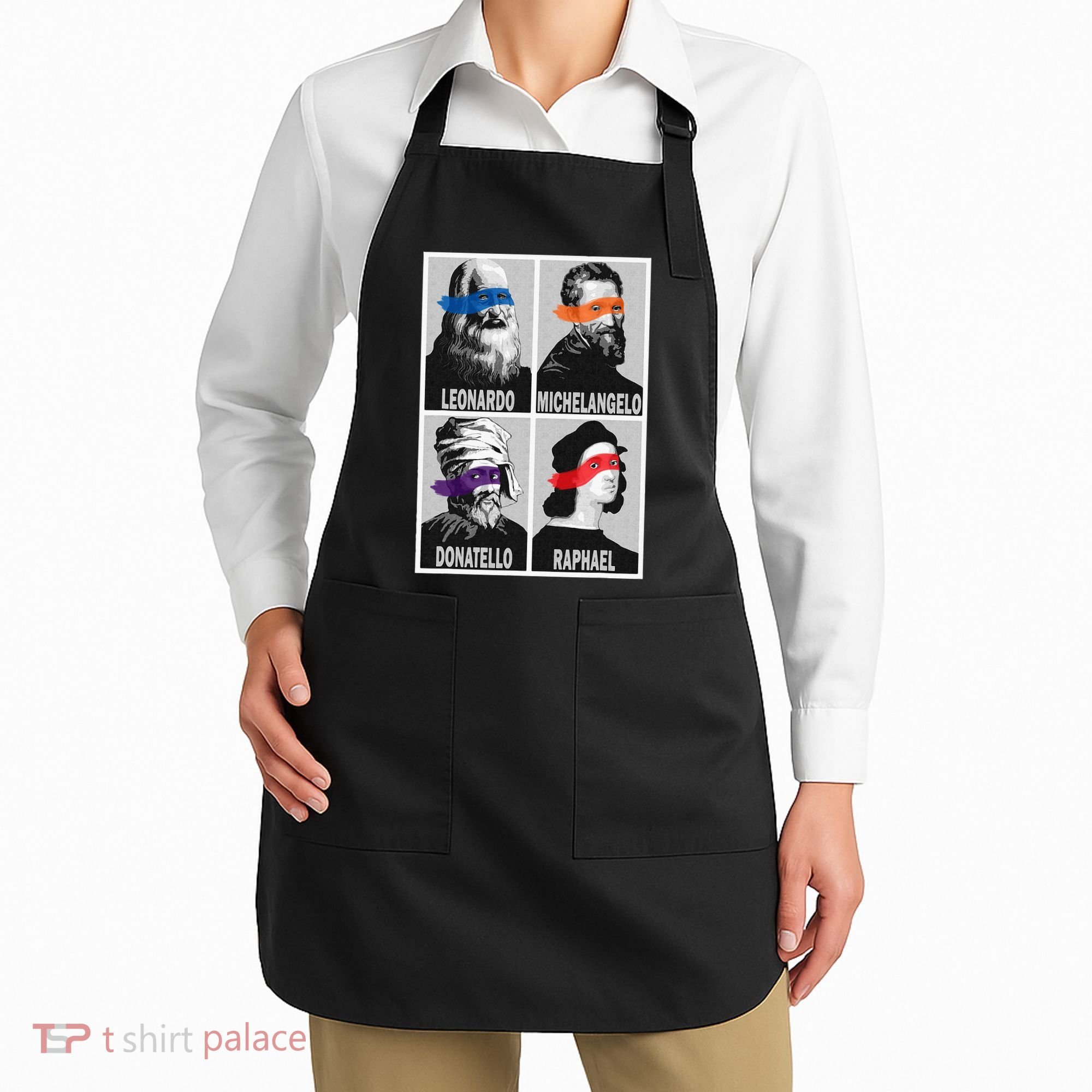Renaissance Ninja Artists Poster Style Pop Apron