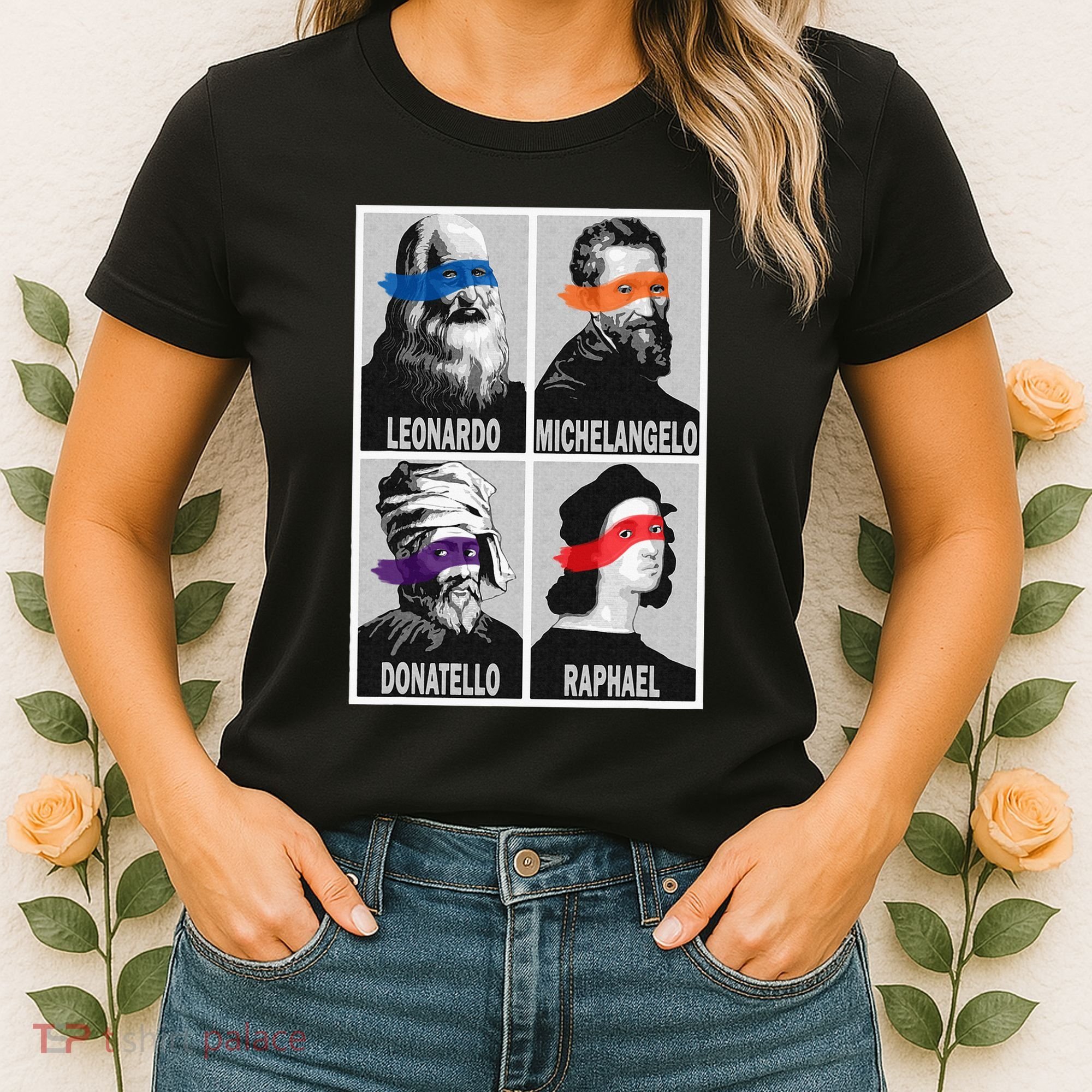 Renaissance Ninja Artists Poster Style Pop Women's T-Shirt