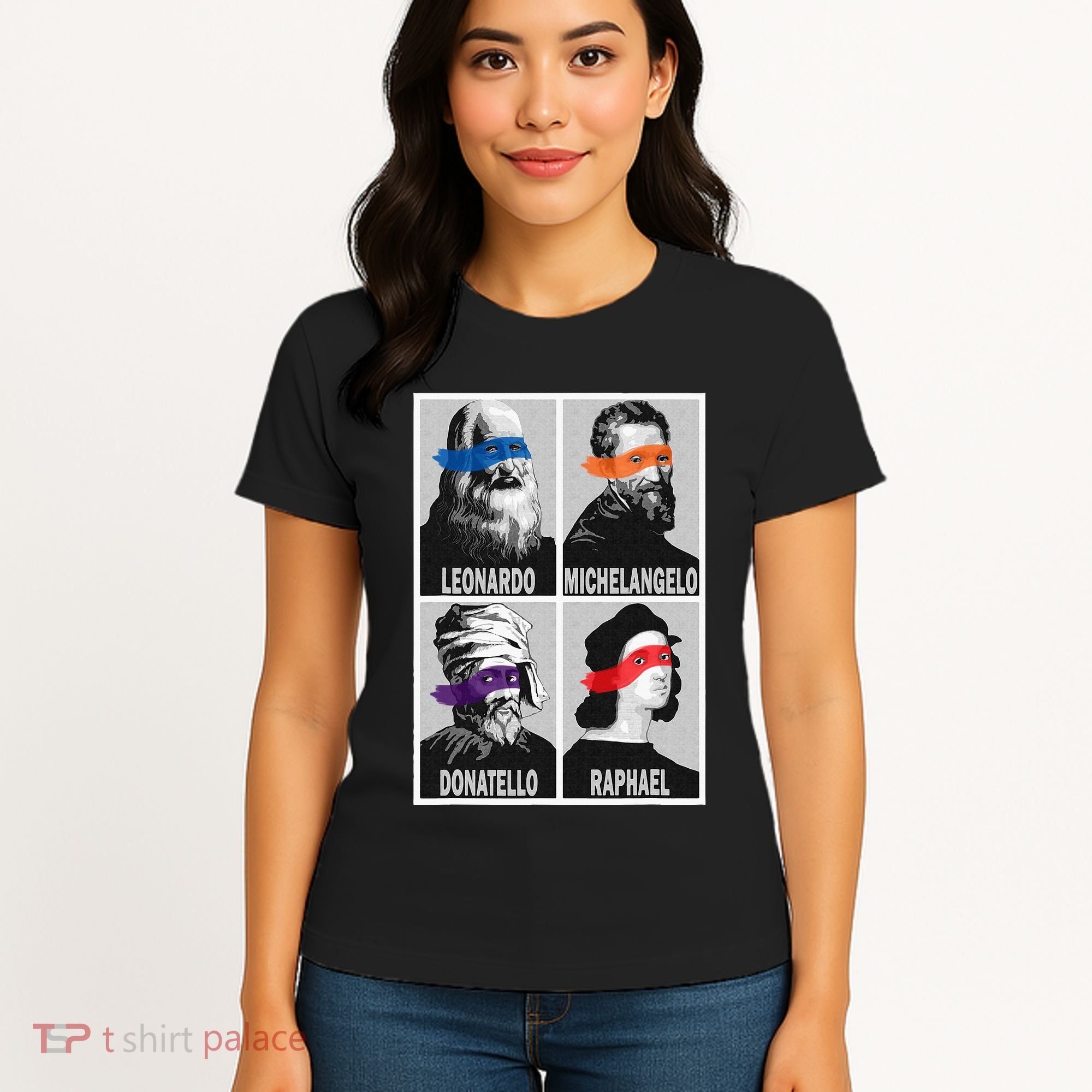 Renaissance Ninja Artists Poster Style Pop Women's T-Shirt