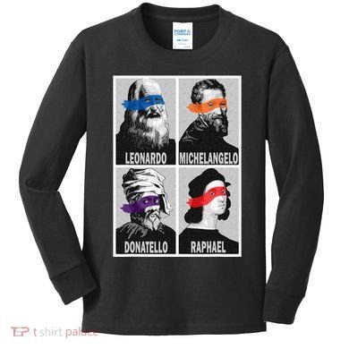 Renaissance Ninja Artists Poster Style Pop Kids Long Sleeve Shirt