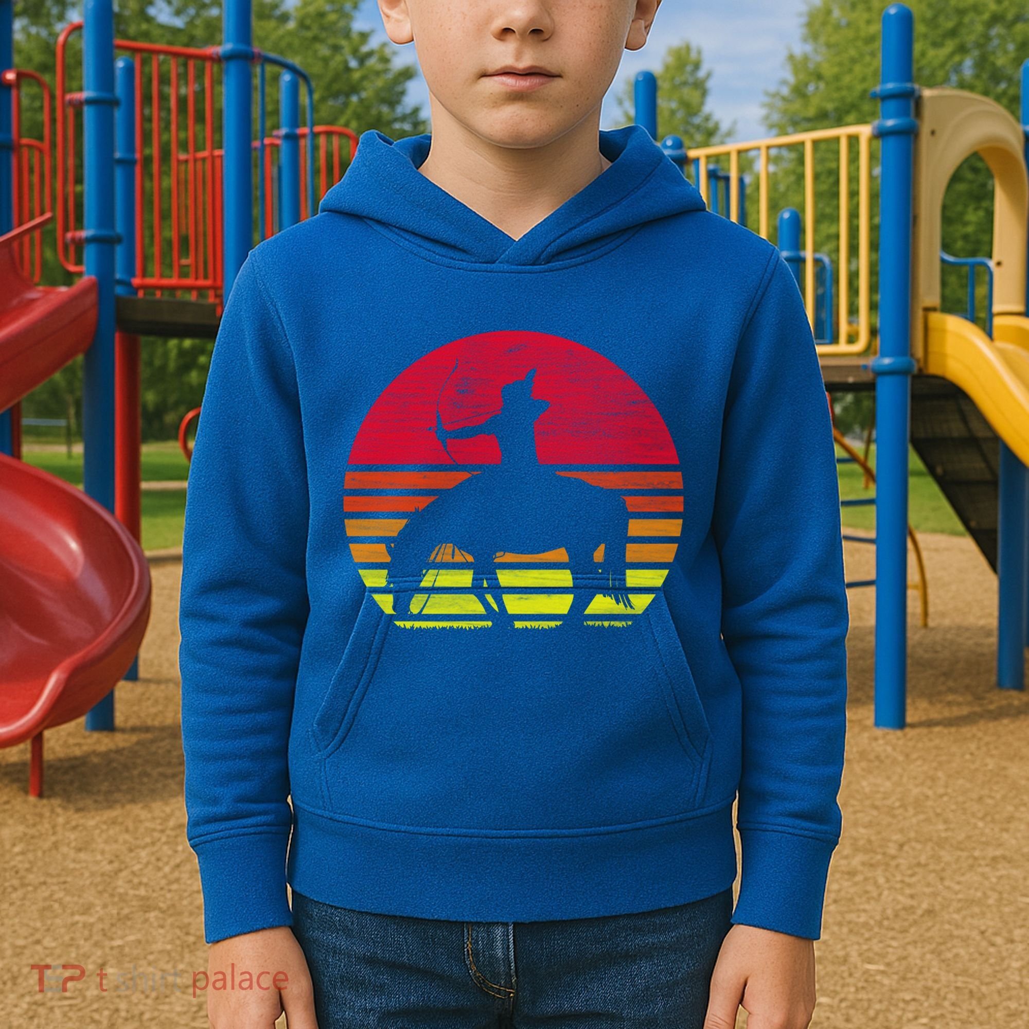 Retro Native American Horse Gift Kids Hoodie