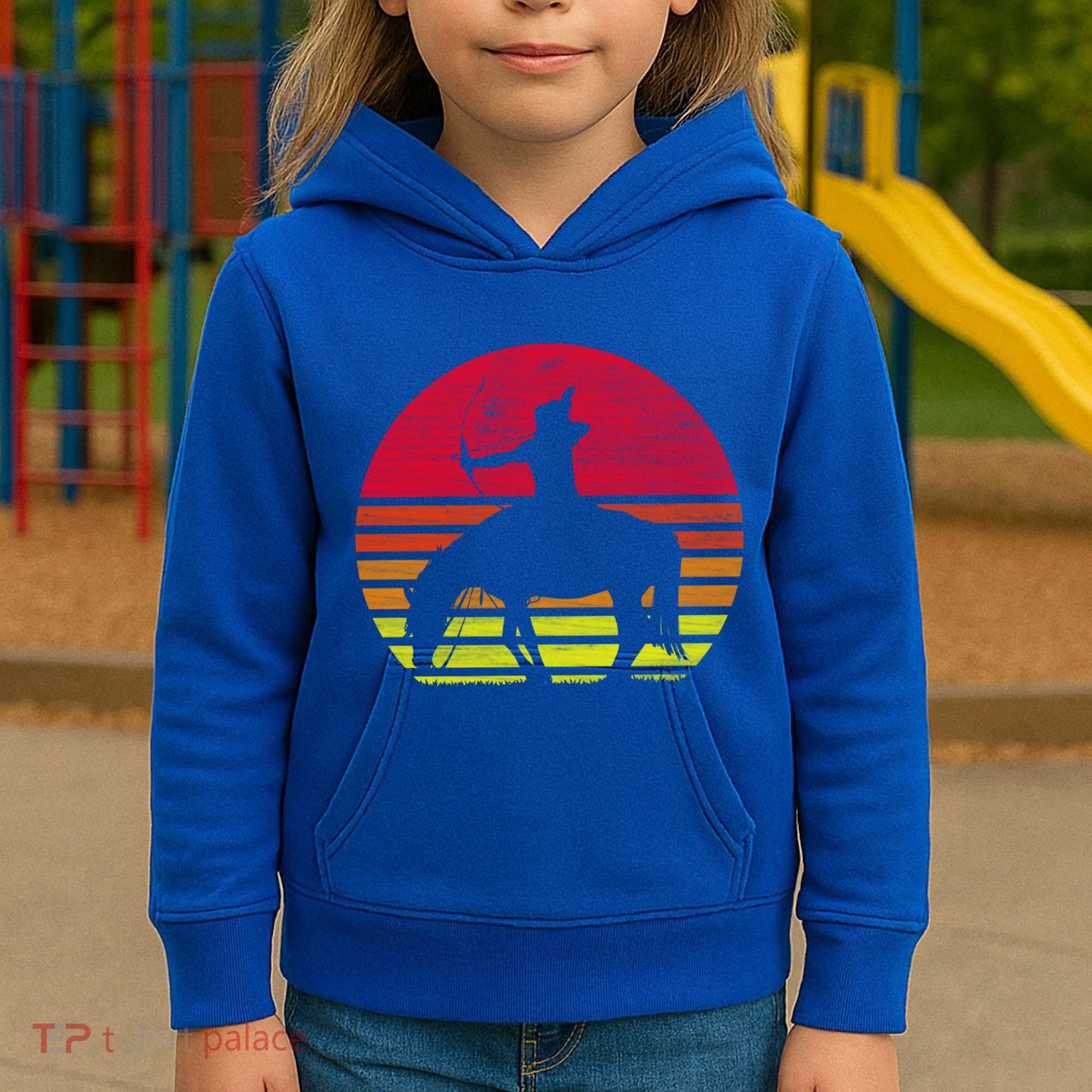 Retro Native American Horse Gift Kids Hoodie