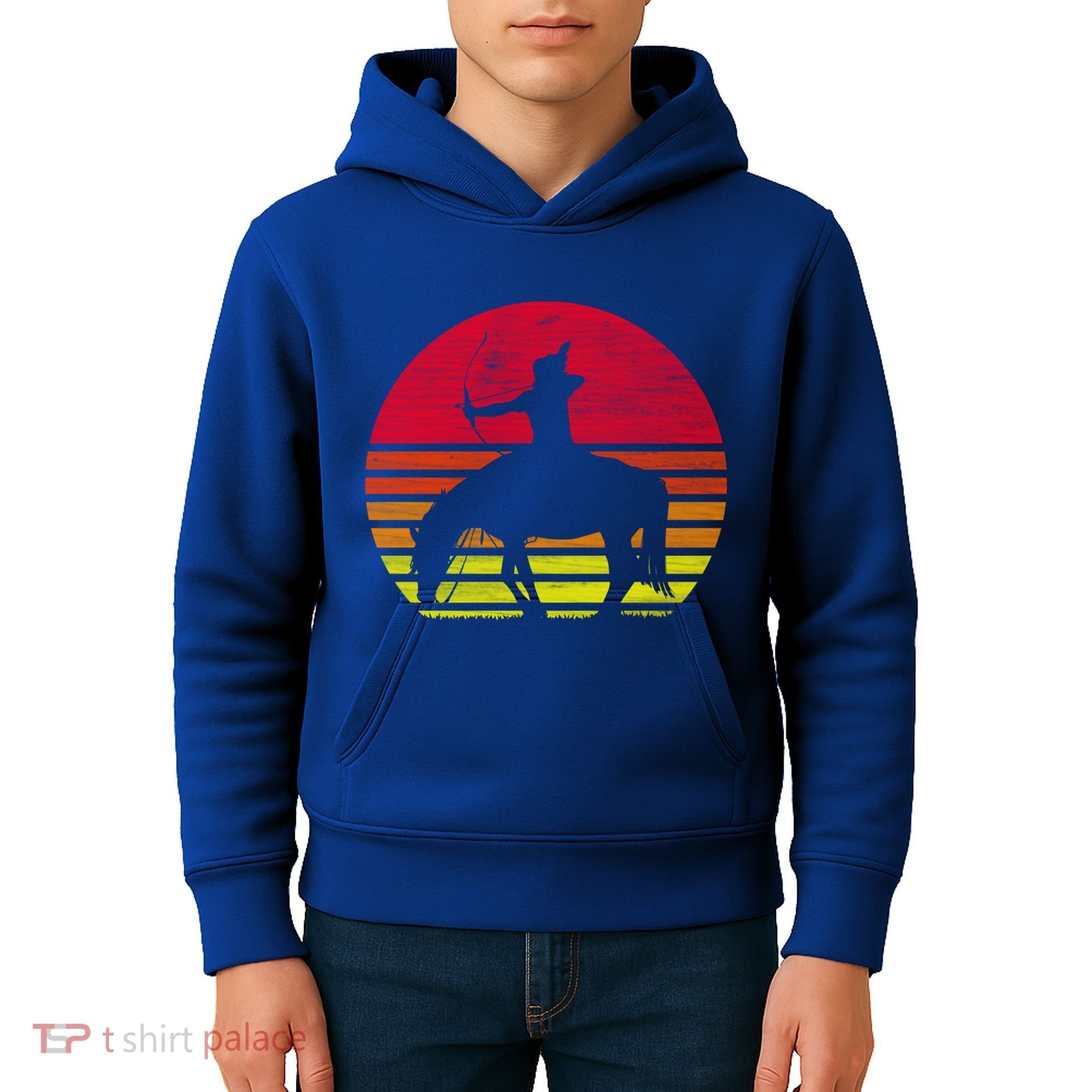 Retro Native American Horse Gift Kids Hoodie