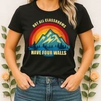 Retro Not All Classrooms Have Four Walls Homeschool Mom Dad Women's T-Shirt thumb 2