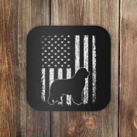 Retro Newfoundland American Flag Dog Dad Dog Mom Coaster thumb 0