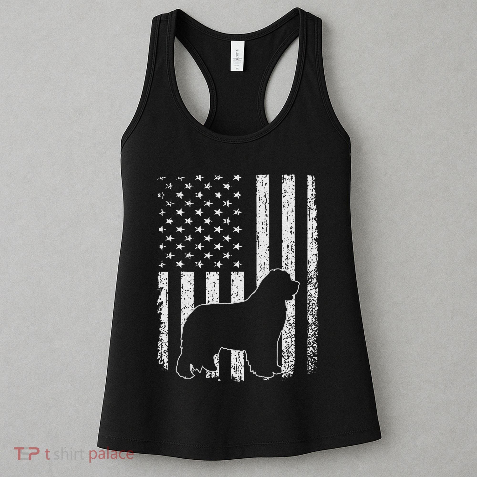 Retro Newfoundland American Flag Dog Dad Dog Mom Women's Tank Top
