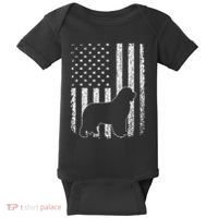 Retro Newfoundland American Flag Dog Dad Dog Mom Baby Bodysuit thumb 0