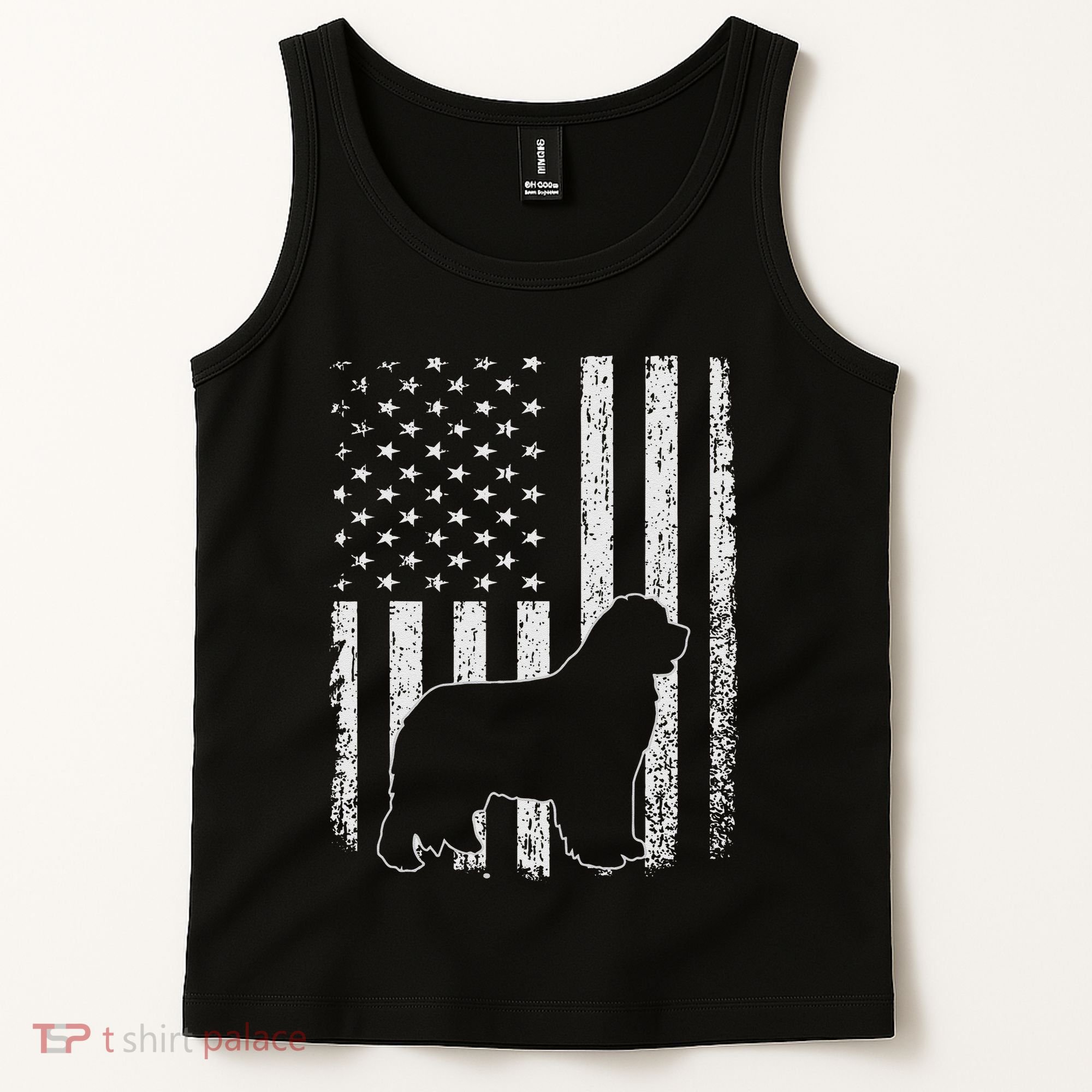 Retro Newfoundland American Flag Dog Dad Dog Mom Tank Top