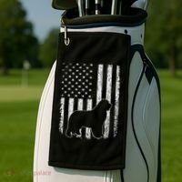Retro Newfoundland American Flag Dog Dad Dog Mom Golf Towel thumb 2