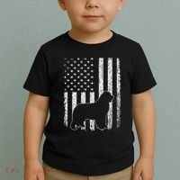 Retro Newfoundland American Flag Dog Dad Dog Mom Toddler T-Shirt thumb 2