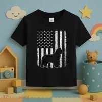 Retro Newfoundland American Flag Dog Dad Dog Mom Toddler T-Shirt thumb 3