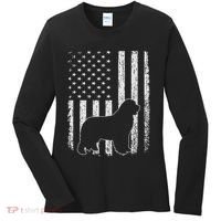 Retro Newfoundland American Flag Dog Dad Dog Mom Women's Long Sleeve Shirt thumb 0