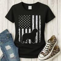 Retro Newfoundland American Flag Dog Dad Dog Mom Women's T-Shirt thumb 3