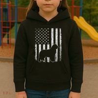 Retro Newfoundland American Flag Dog Dad Dog Mom Kids Hoodie thumb 3