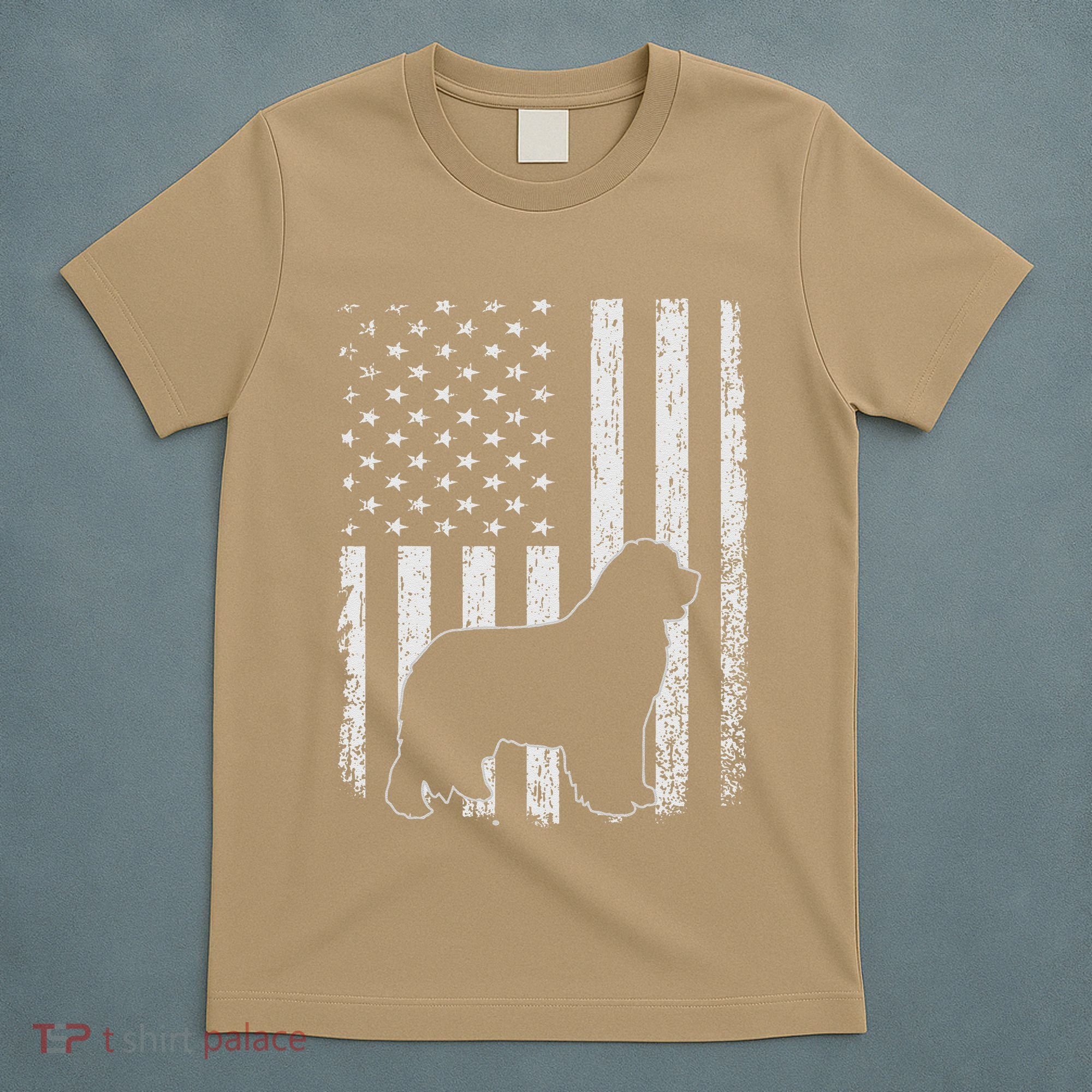 Retro Newfoundland American Flag Dog Dad Dog Mom T-Shirt